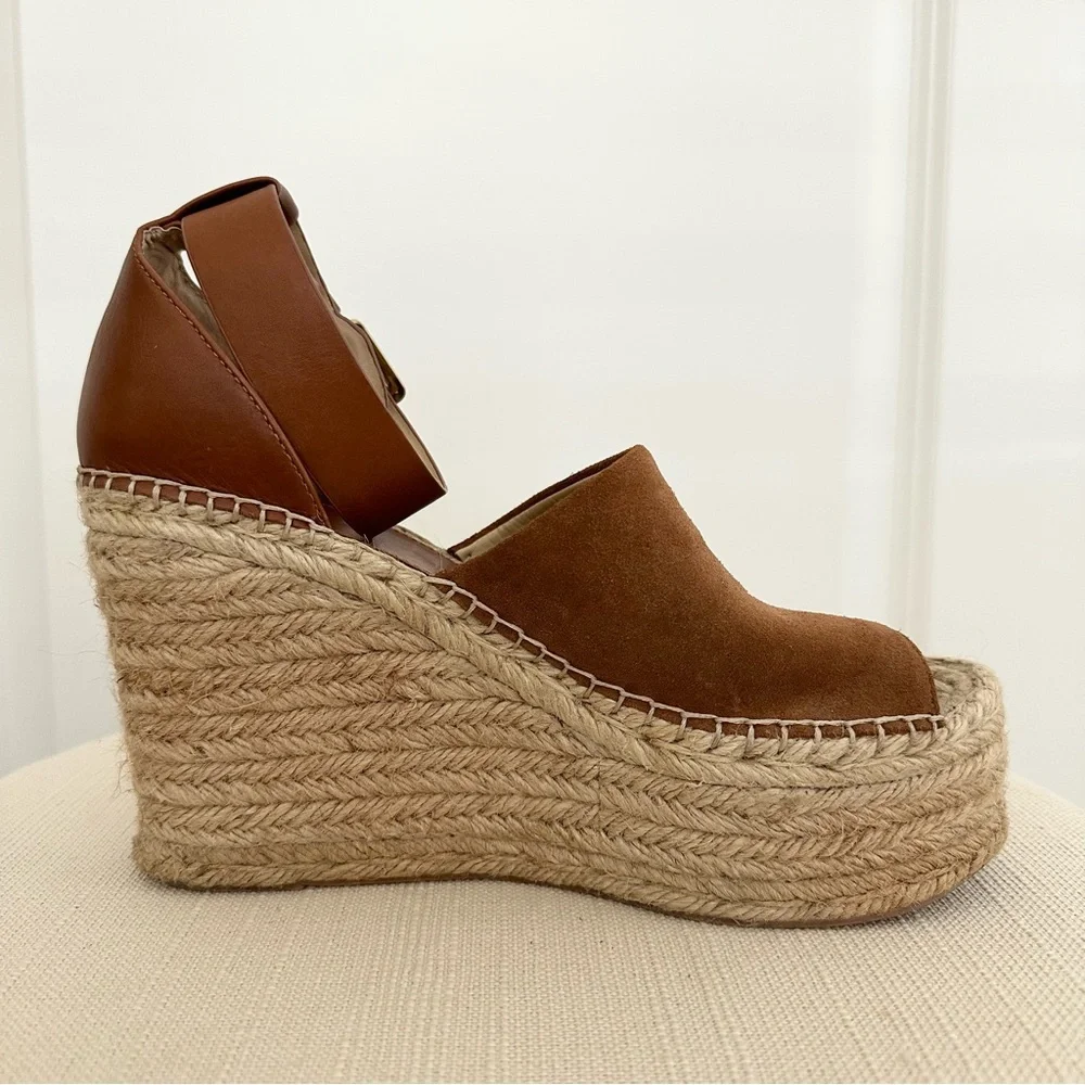 Espadrille Platform Wedge Sandals in Brown A59